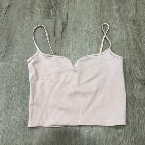 NWOT Abercrombie & Fitch Pink Cropped Sweetheart Cami Tank Top Size X-Small - Picture 3 of 6